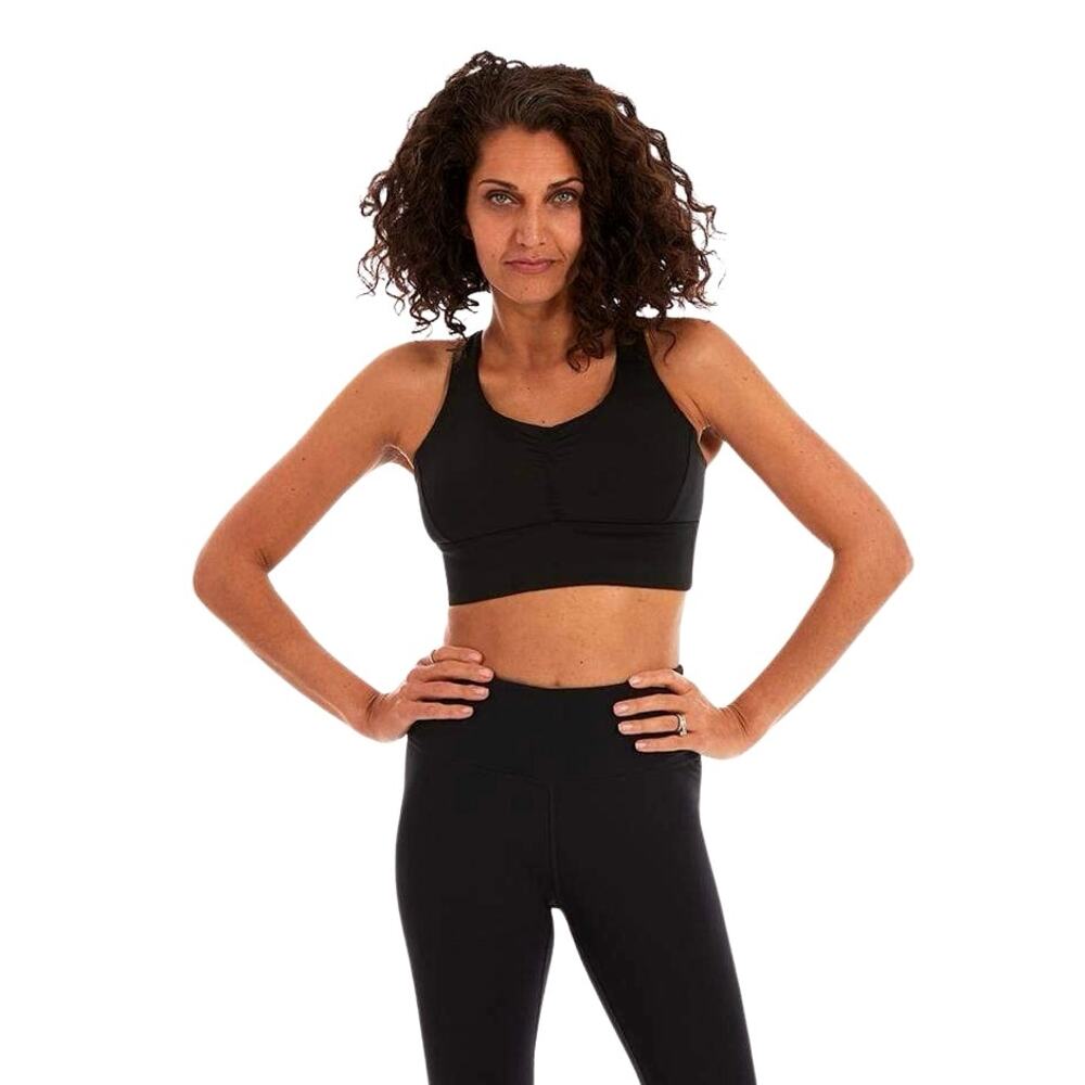 Handful Gametime Black Crossback Workout Sports Bra Size M